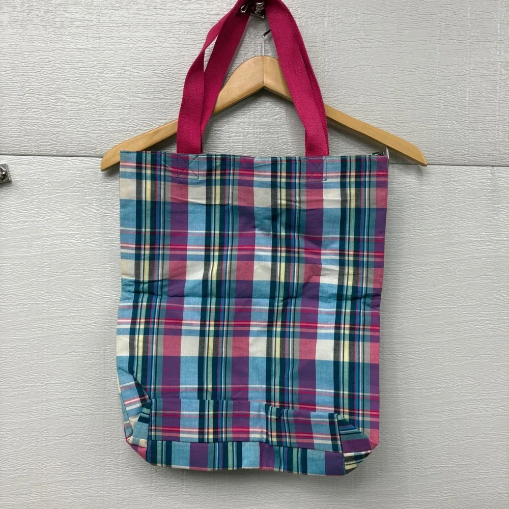 NWT Disneyland Parks Store Tinkerbell‎ Plaid Tote shoulder Bag Pink Green Blue